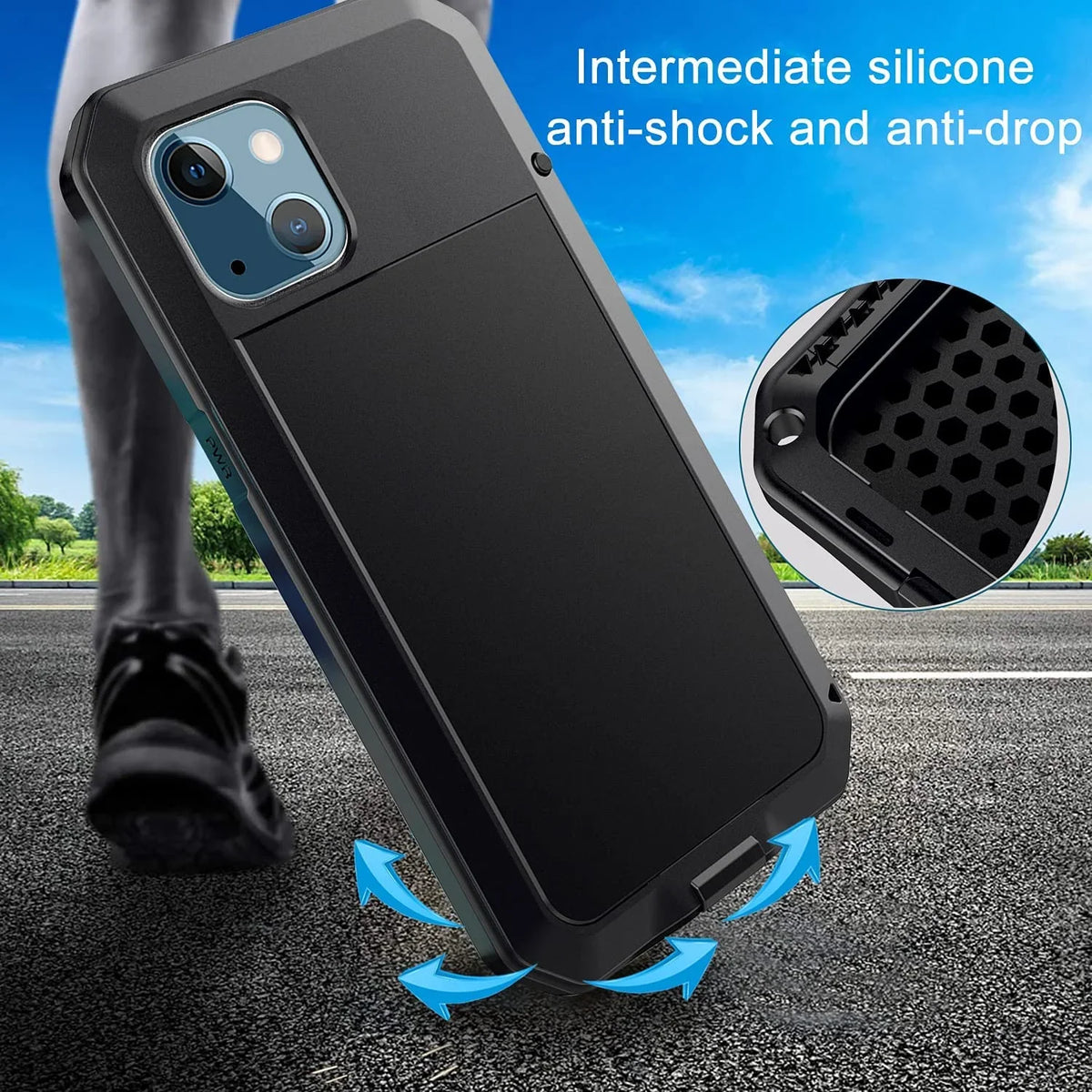Gorilla Glass Aluminum Metal iPhone 14 Pro Case (Black) Heavy Duty Military Grade Shockproof and Scratch Resistant Protection; Rugged Outdoor Travel