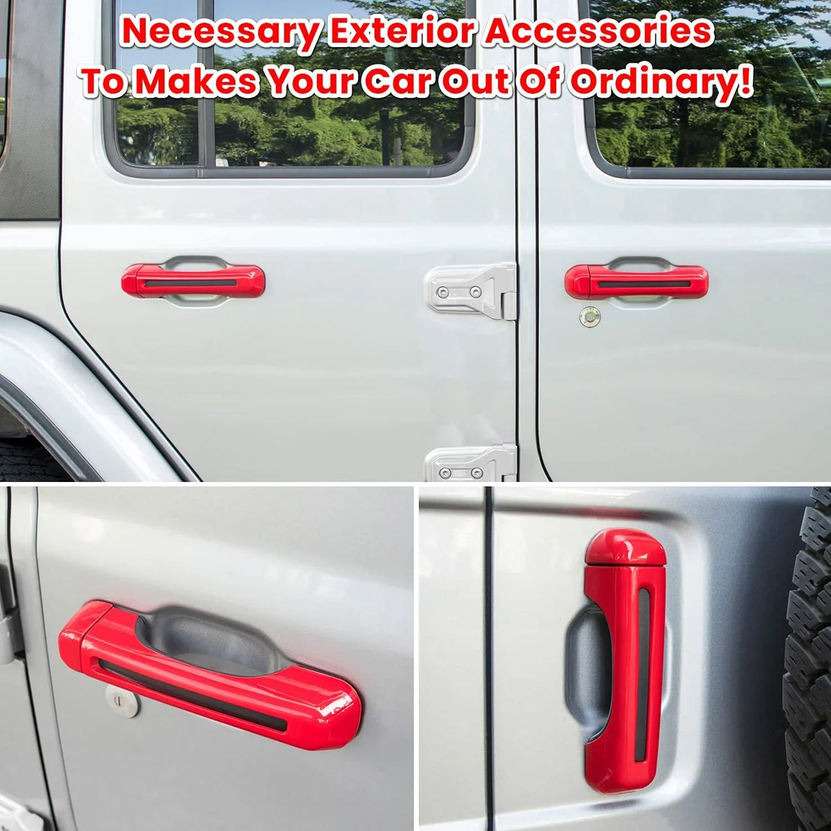 E-cowlboy Door Handle Inserts Cover Trim+Tailgate Handle Cover for 2018-2022 Jeep Wrangler JL JLU Sports Sahara Freedom Rubicon Unlimited Gladiator JT 2-Door & 4-Door Exterior Accessories (Red 5PCS)