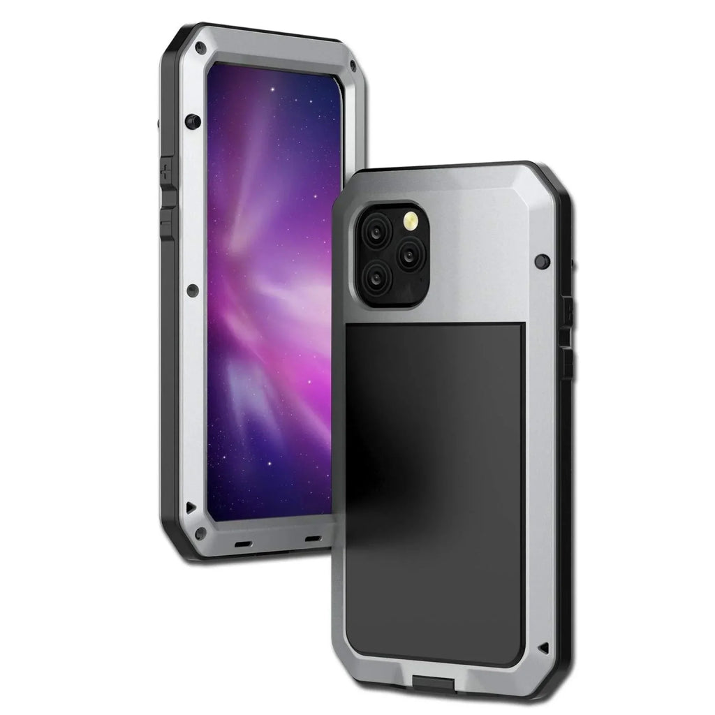 Gorilla Glass Aluminum Metal iPhone 14 Pro Max Case (Silver) Heavy Duty Military Grade Shockproof and Scratch Resistant Protection; Rugged Outdoor Travel