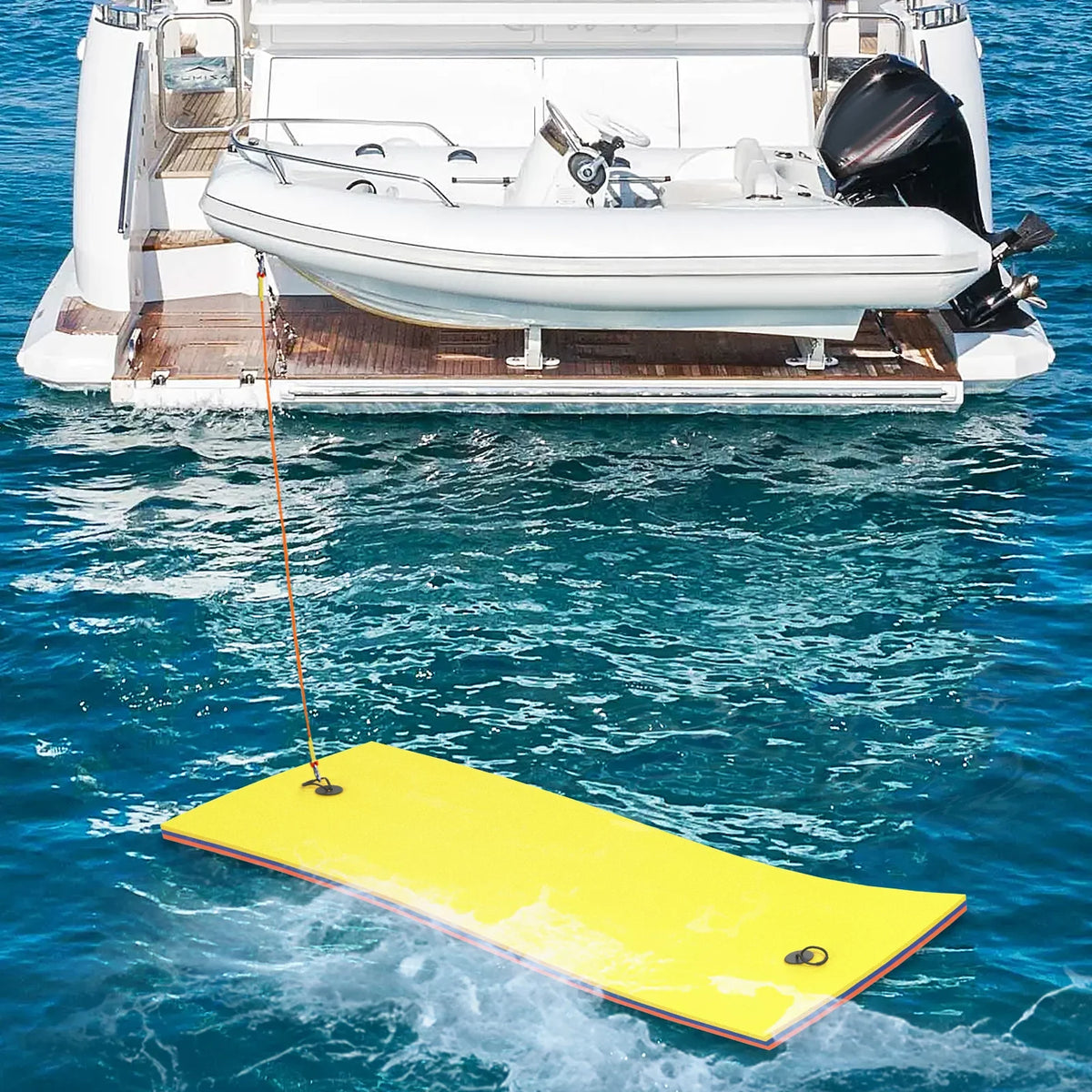 Magshion 9' x 3' Floating Mat; 3-Layer Tear-Resistant XPE Foam Floating Pad Lily Pad for Pool Lake River Ocean Outdoor Activities; Yellow