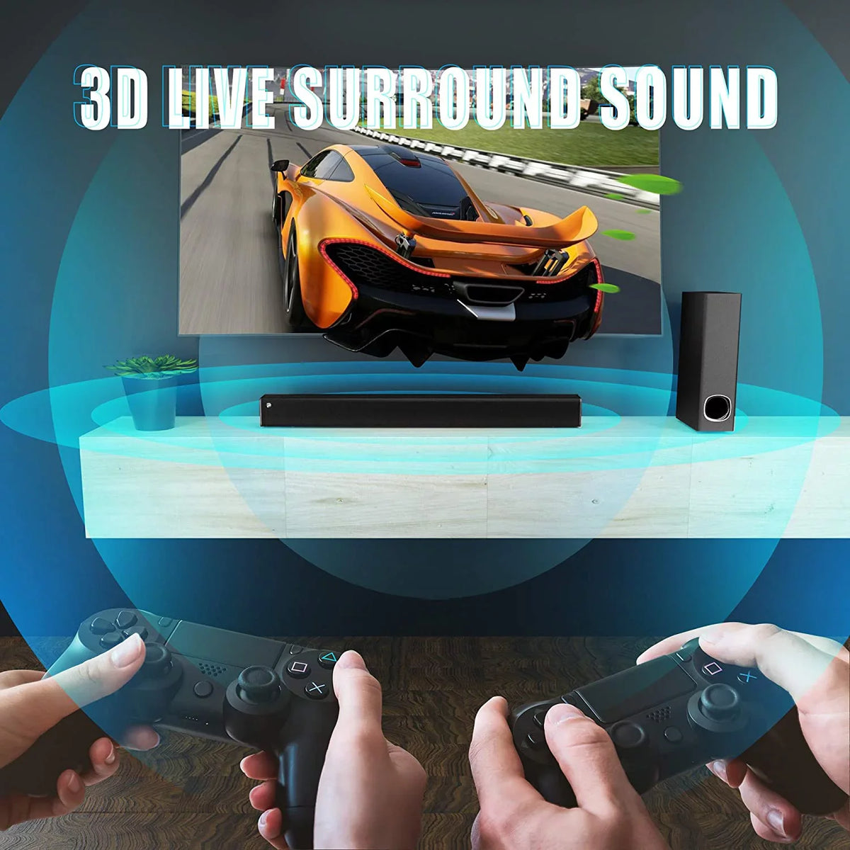 Sound Bar with Subwoofer; TV 2.1 CH Soundbar; Superior Surround Sound System; Works with 4K & HD & Smart TV;Bluetooth 5.0 Enabled (Model: P27; 120W)