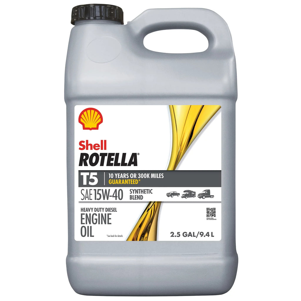 Shell Rotella T5 Synthetic Blend 15W-40 Diesel Engine Oil; 2.5 Gallon