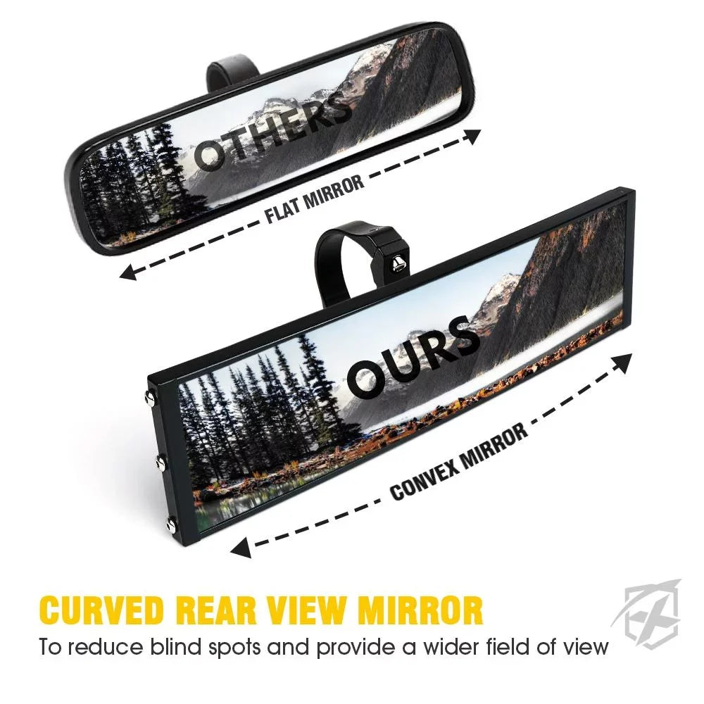 Xprite 9" Aluminum UTV Rear View Mirror w/ Integrated LED Dome Lights fits 1.75" - 2" Rollbars