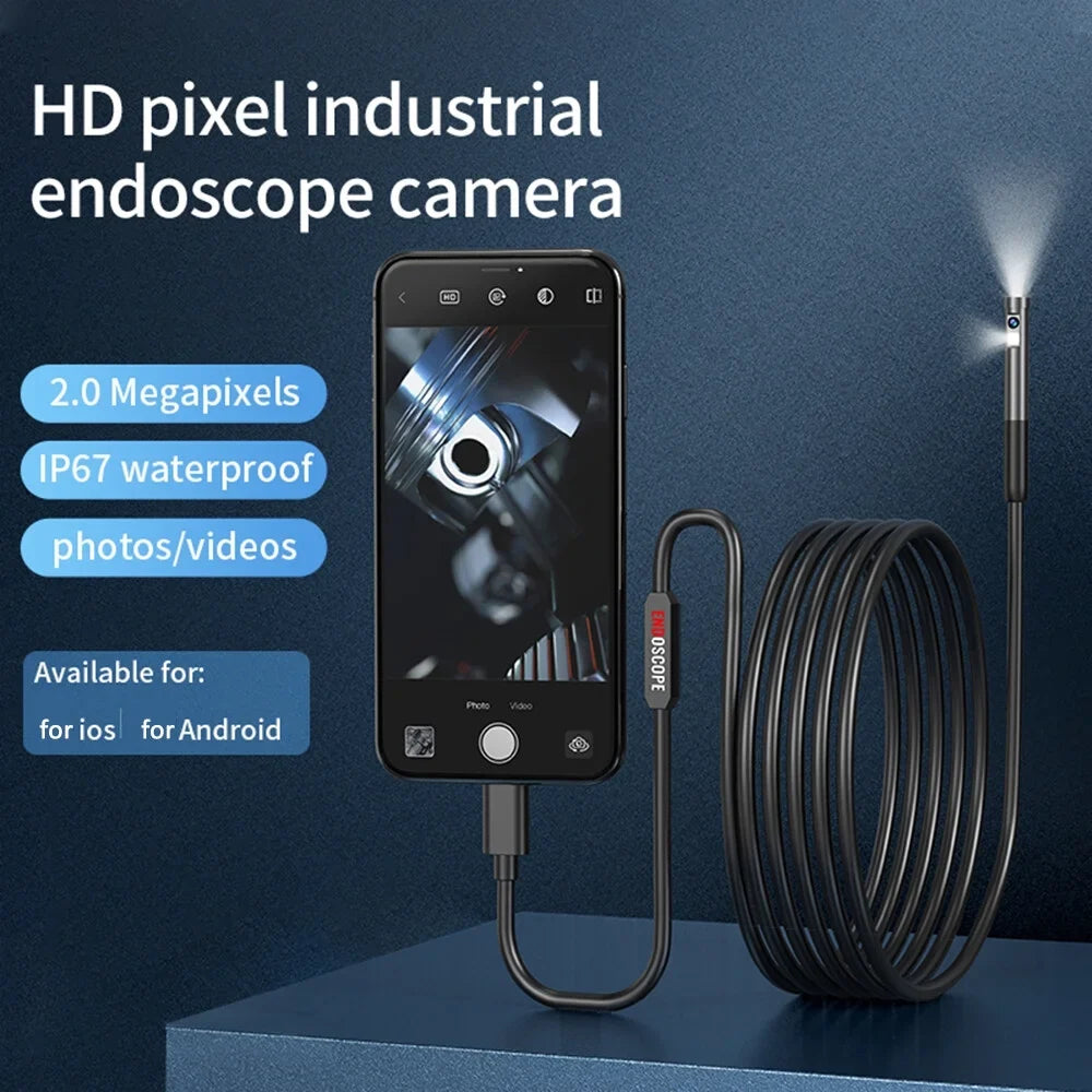 Type-C Endoscope Inspection Borescope Camera 7.9mm Built-in Adjustable LED Lights IP67 Fluidproof for Android IOS Mobile Phone