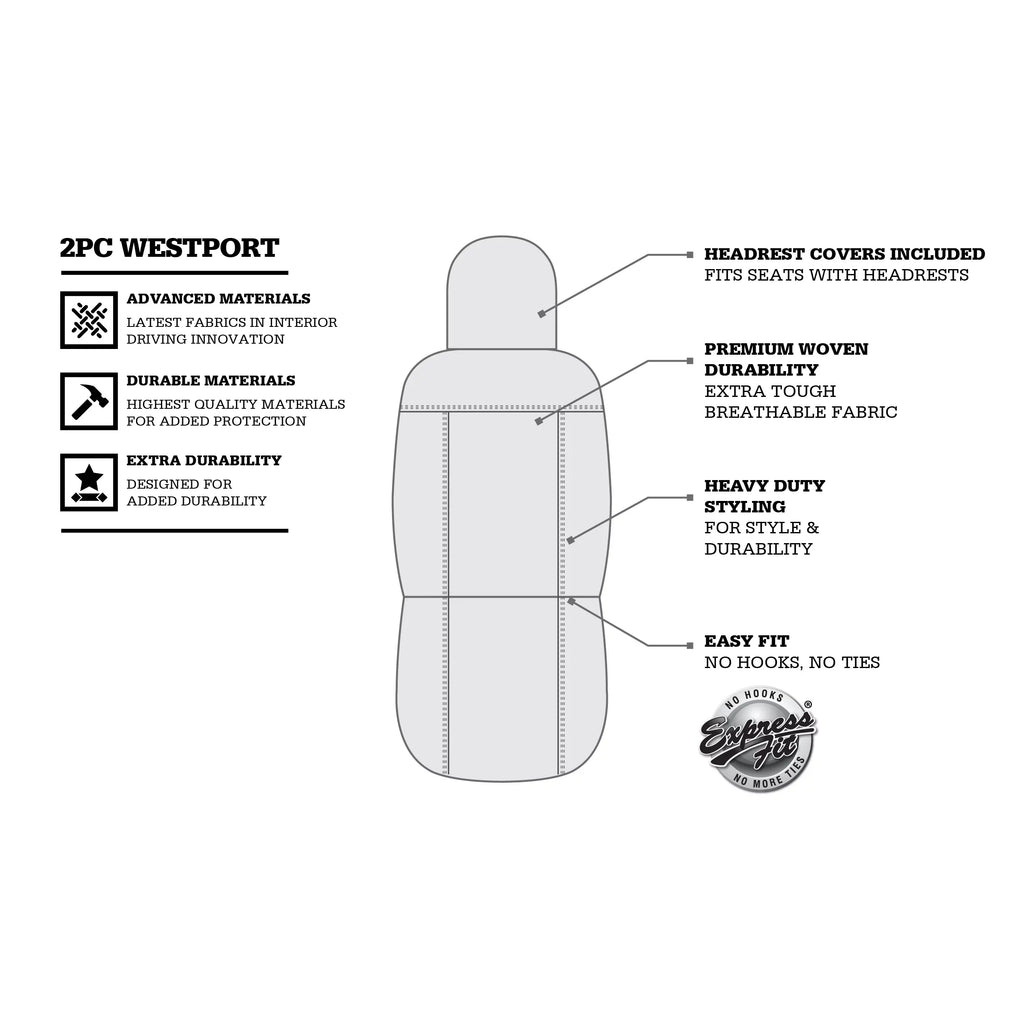 Genuine Dickies 2 Piece Aquablock Universal Car Seat Covers; Gray