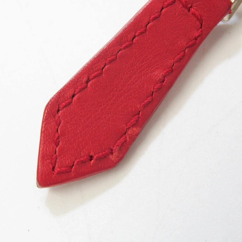 Pre-Owned Balenciaga 373840 Women's Leather;Canvas Clutch Bag;Pouch Beige;Red Color (Good)
