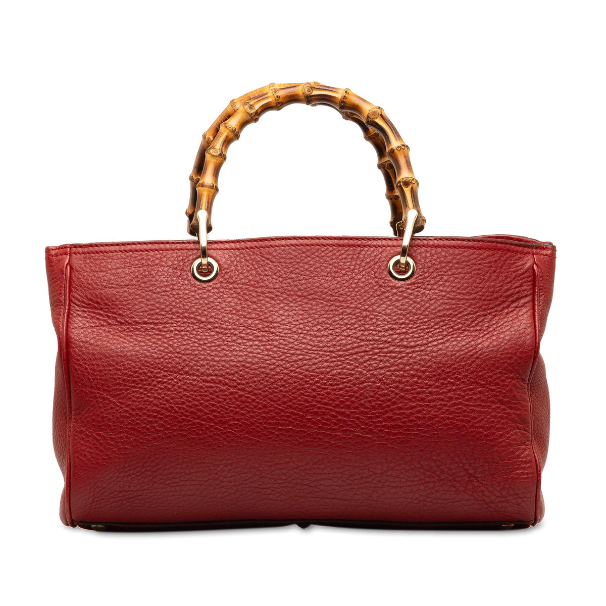 Pre-Owned Authenticated Gucci Medium Bamboo Shopper Calf Leather Red Satchel Unisex (Good)