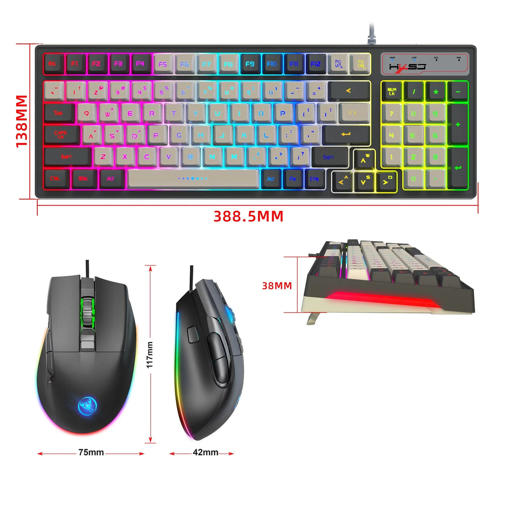 6588 V600+A905 Wired Keyboard and Combo; High Cool Effects; Ergonomic Design; Macro Programming Function; Full Key No Conflict; Multi-function Shortcut Keys; for Gaming and Office