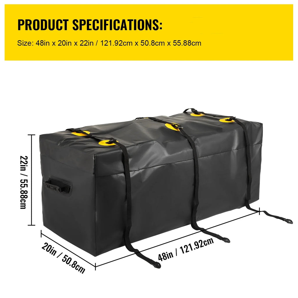 BENTISM Hitch Cargo Carrier Bag; Fluidproof 840D ; 48"x20"x22" (12 Cubic Feet); Heavy Duty Cargo Bag for Hitch Carrier with Reinforced Straps; Fits Car Truck SUV Vans Hitch Basket
