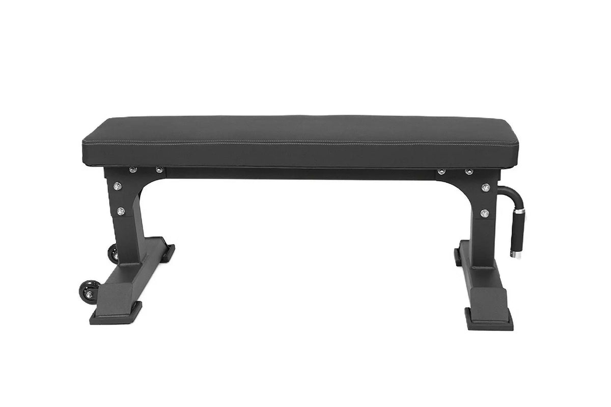 Bolt Fitness Fury Flat Fitness Weight Commercial Heavy Duty Exercise Bench 1;000 lb Capacity with Wheels and Handles 11 Gauge Steel
