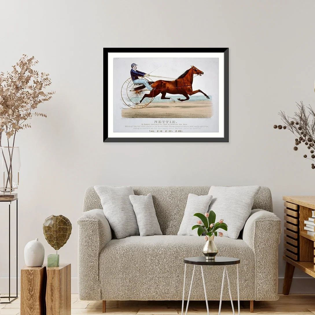 Historic Framed Print; Nettie: by Rysdyk's Hambletonian; dam; and American star mare; 17-7/8" x 21-7/8"