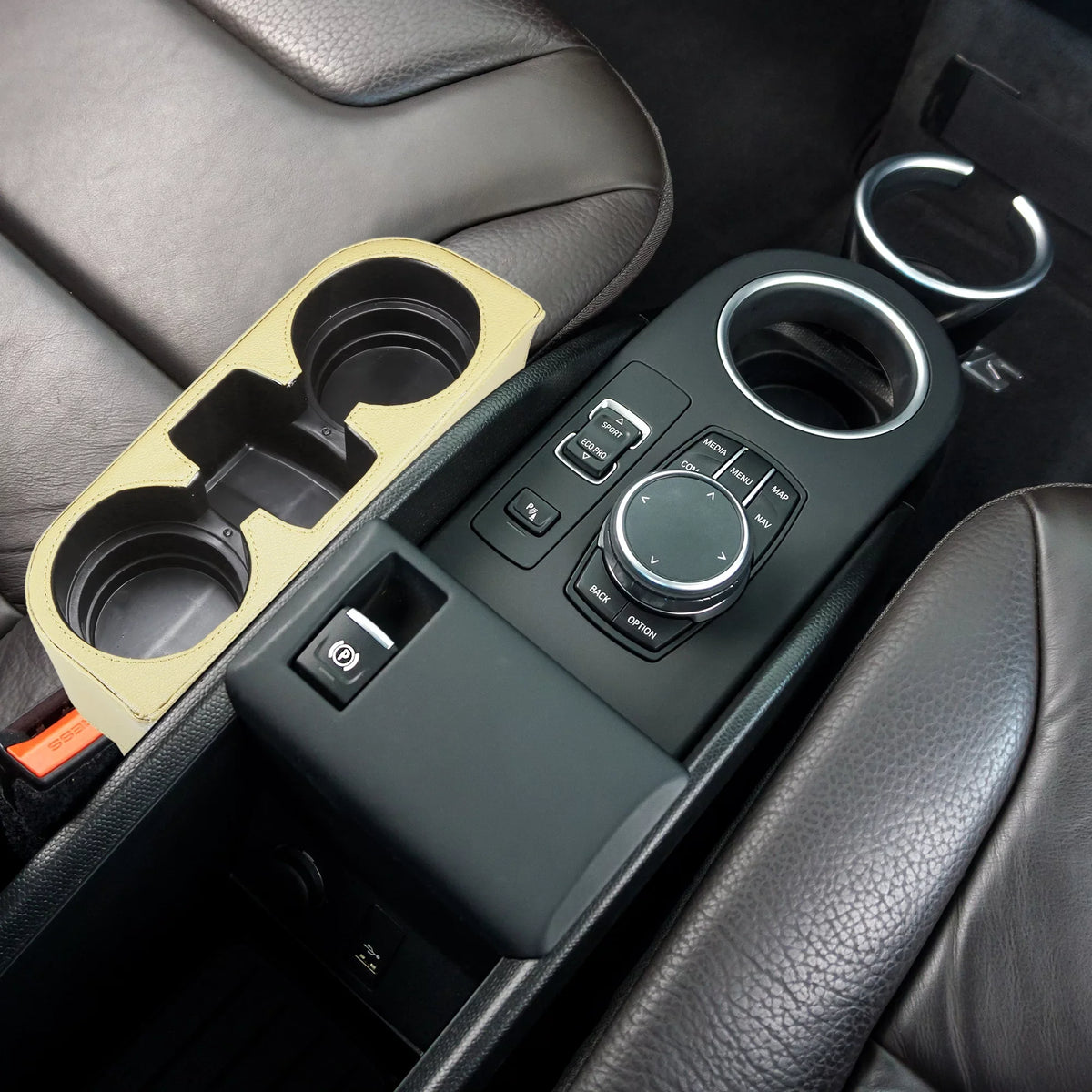 Car Seat Gap Filler Multi-function Cup Holder Car Seat Organizer Console Side Pocket Storage Box Beige