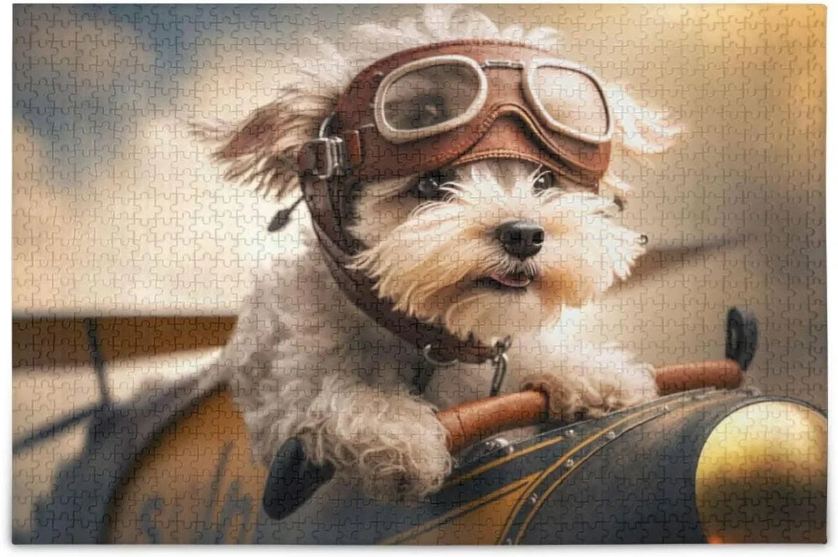 500 PCS Pilot in Airplane Jigsaw Puzzle; Paper Wood Composite Material Zigsaw with Storage Bag; Puzzle for Adults; Fun Challenging Brain Exercise Family Game Gift for Kids Friends Parents
