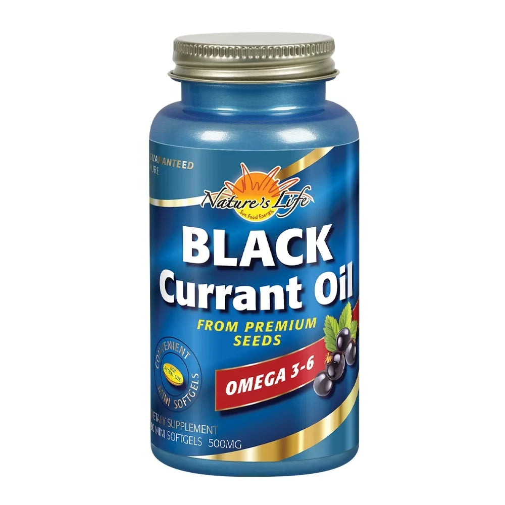Nature's Life Black Currant Oil Minis 500 mg | With Omega 3-6 for Skin; Hair; Heart and Joint Health | 90ct