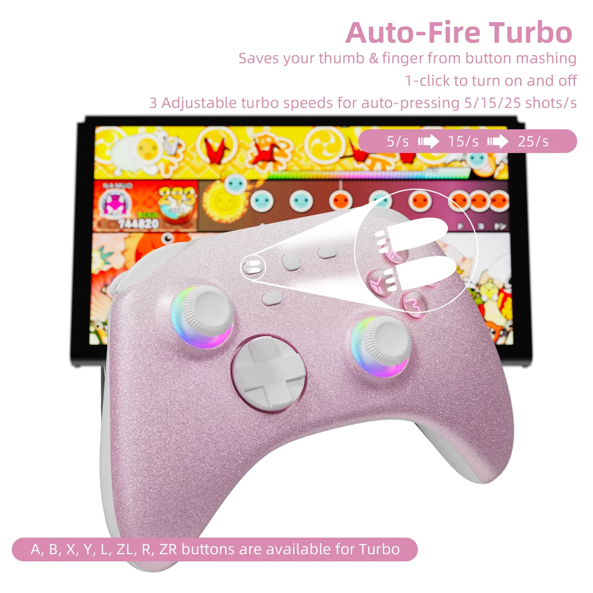 Pokémon Violet Game Disc and Upgraded Switch Pro Controller for Nintendo Switch/OLED/Lite; Wireless Switch Remote for PC/IOS/Android/Steam Pink