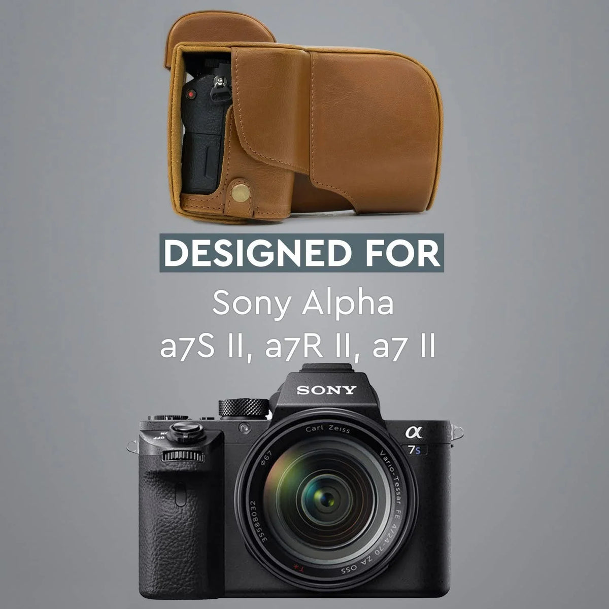 MegaGear Sony Alpha A7S II; A7R II; A7 II (28-70mm) Ever Ready Leather Camera Case and Strap; with y Access -