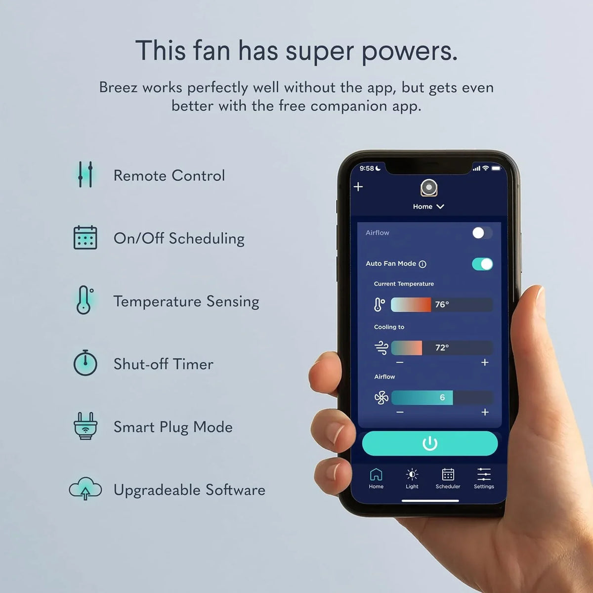 WAGEE Breez 2-in-1 Smart Bedroom Table Fan & White Noise Apparatus - Smooth; Powerful Air - Adjustable White Noise - Remote Control; Scheduling; & Smart Features via App