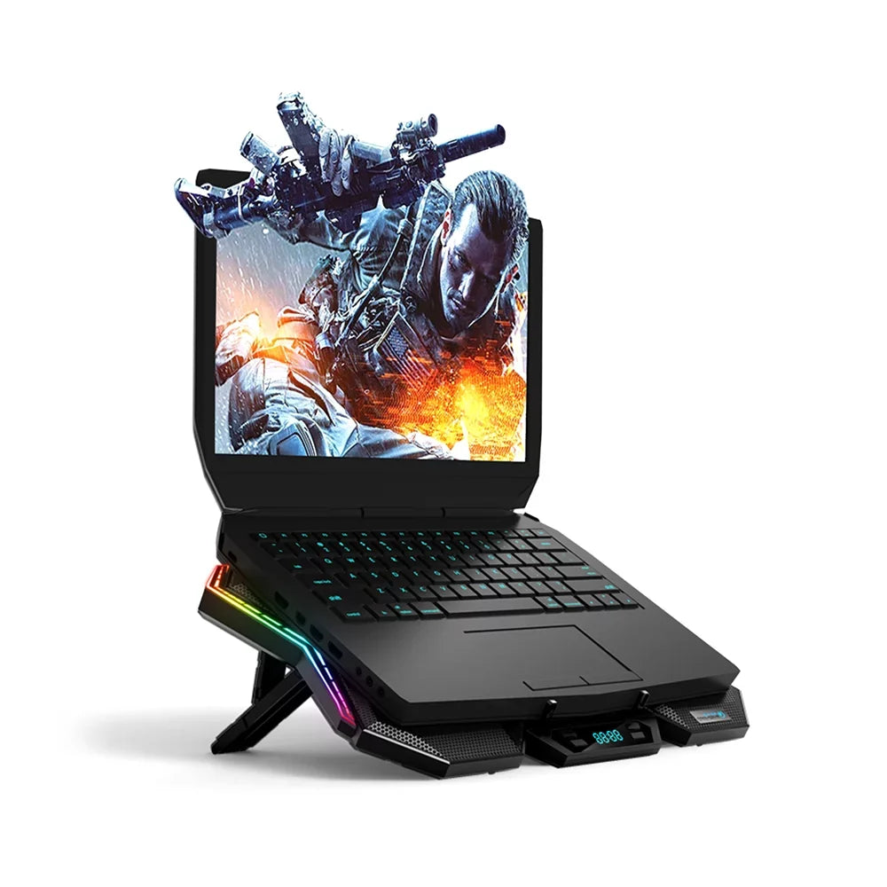 COOLCOLD K40 Laptop Cooler Stand with 6 Fans; Adjustable Wind Speed; and Mute Design