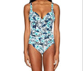 PENBROOKE Women's Floral V-Neck One Piece Swimsuit; White; 10