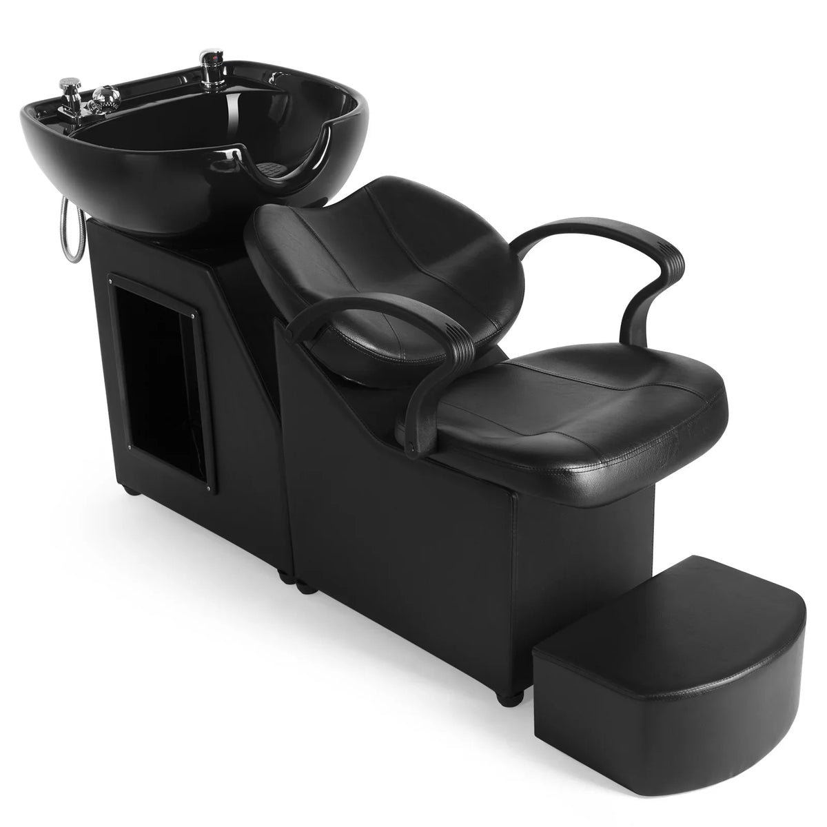 Artist hand Black Shampoo Barber Backwash Chair Salon Spa Beauty w/Ceramic Bowl;Sink; Foot Pedal