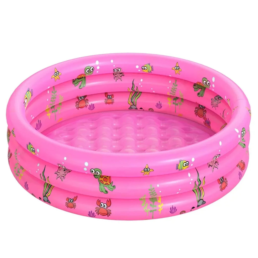 Inflatable Baby Pool;Swimming Pool for Kids;Toddler 3 Rings Blow Up Round Padding Pool for Babies Outside Family 51"x13" (Pink)