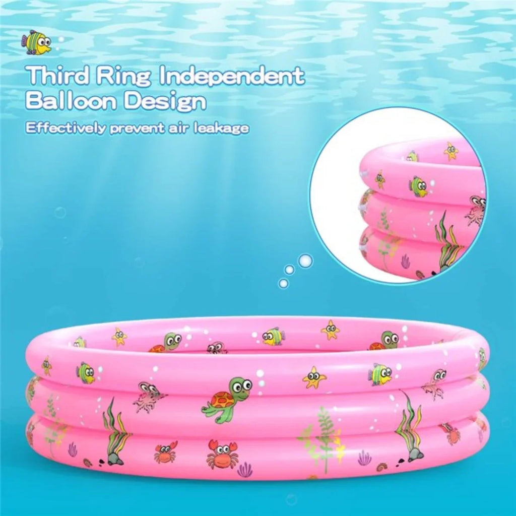 Inflatable Baby Pool;Swimming Pool for Kids;Toddler 3 Rings Blow Up Round Padding Pool for Babies Outside Family 51"x13" (Pink)