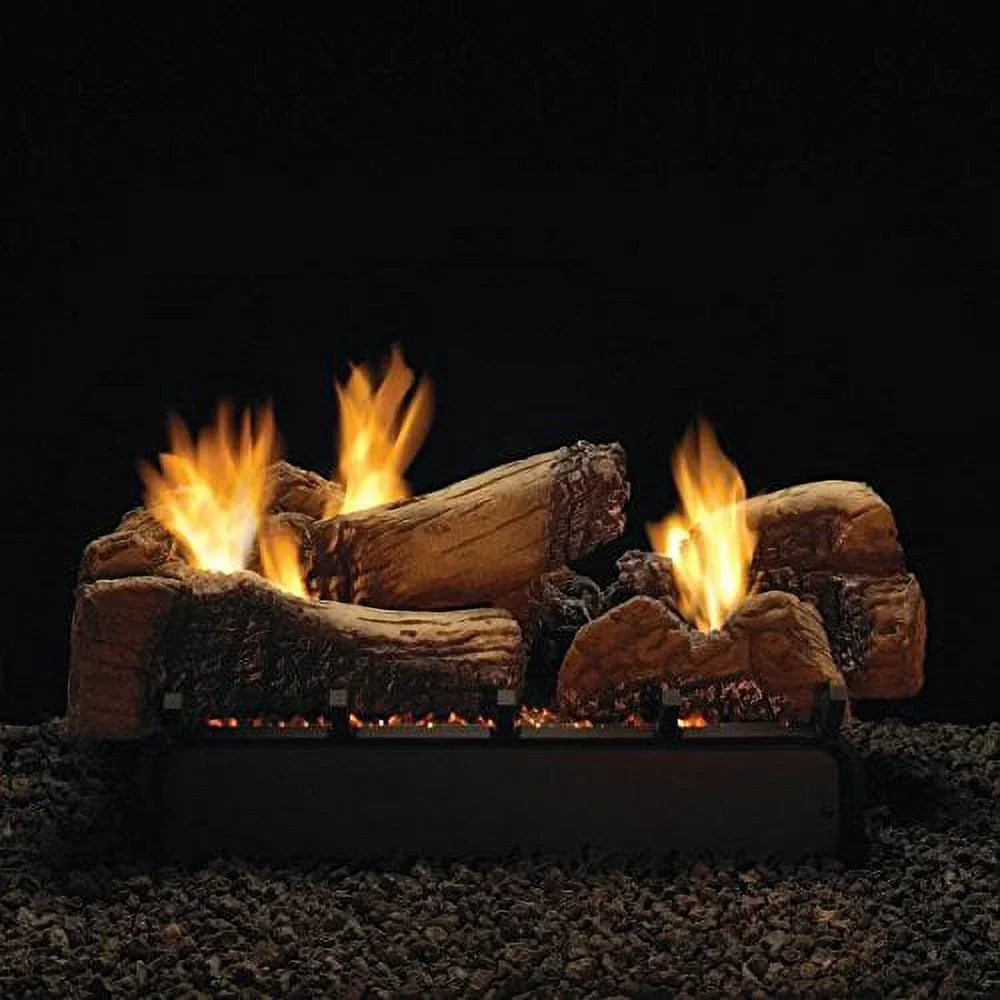 30" Stone River Logset with MV VF/V Slope Glaze Vista Burner; NG