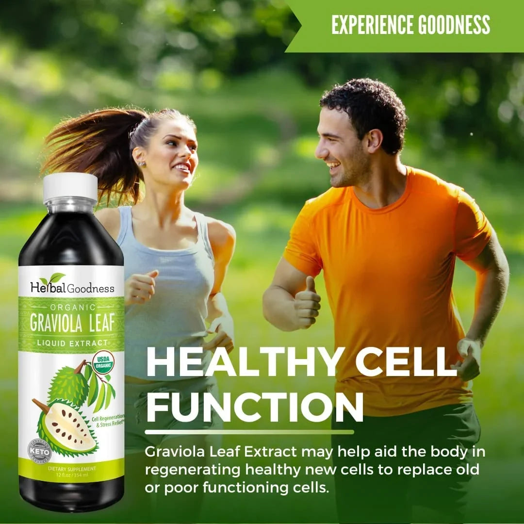 Graviola Leaf Extract Liquid - Soursop (Guanabana) Leaves Ð USDA Organic; Non GMO; Kosher Ð Cell Support & Regeneration & Stress Relief - Immune Boost Ð - 12oz Bottle