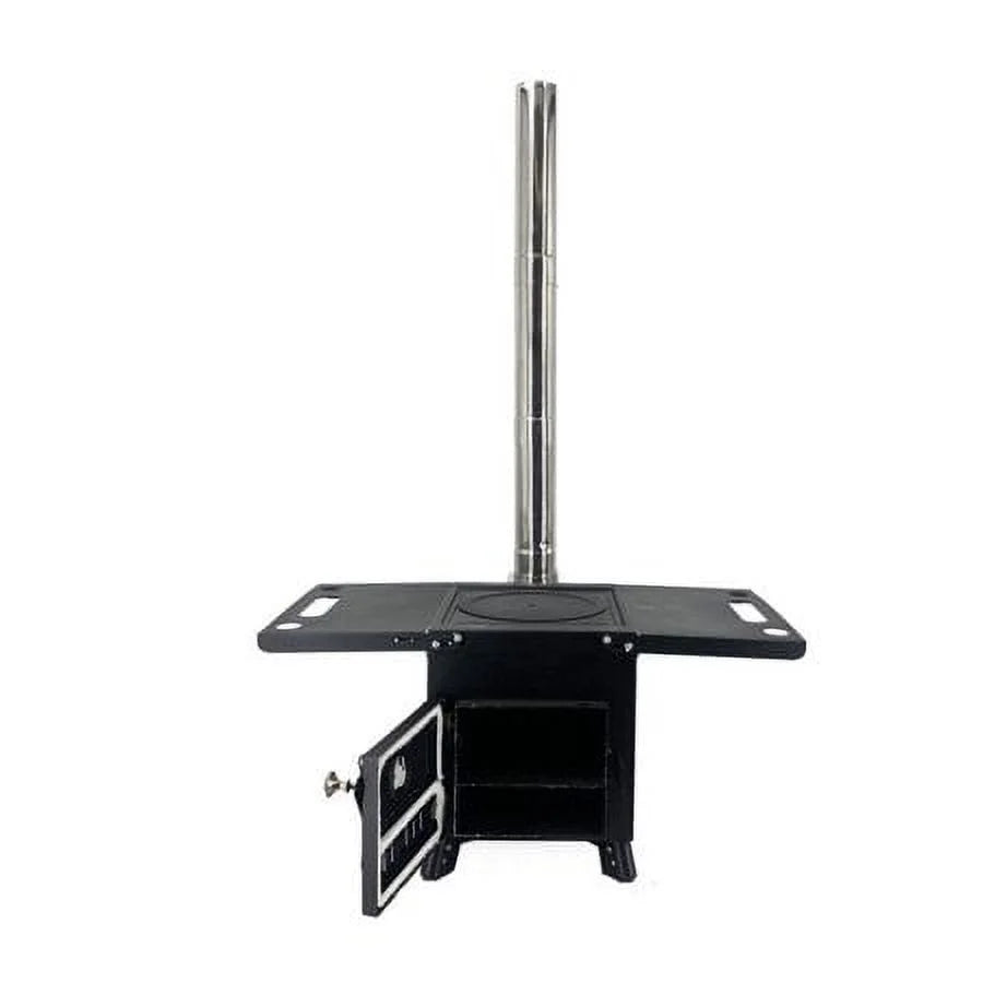 ECUTEE Portable Outdoor Wood Stove with Chimney ; Cooking Heating Tool for Camping & Wild Survival