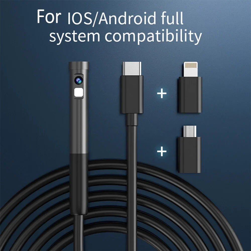 Type-C Endoscope Inspection Borescope Camera 7.9mm Built-in Adjustable LED Lights IP67 Fluidproof for Android IOS Mobile Phone