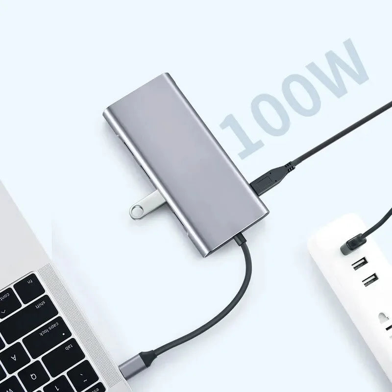 Kidsol USB C Laptop Docking Station 11-in-1 Multi-Port with 4K HDMI; VGA;Type-C PD100W Power;USB A*4; Gigabit LAN;SD;MicroSD;Compatible with Lenovo HP Dell MacBook Pro;Air 3.5mm Ports