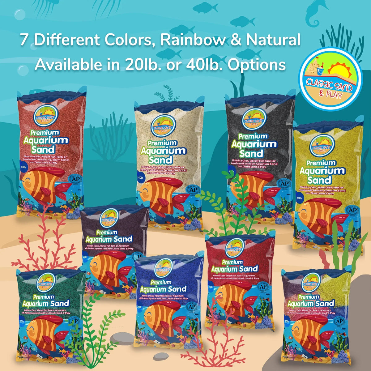CLASSIC SAND & PLAY Natural Aquarium Sand for Freshwater and Saltwater Tanks; 40 lb. Yellow