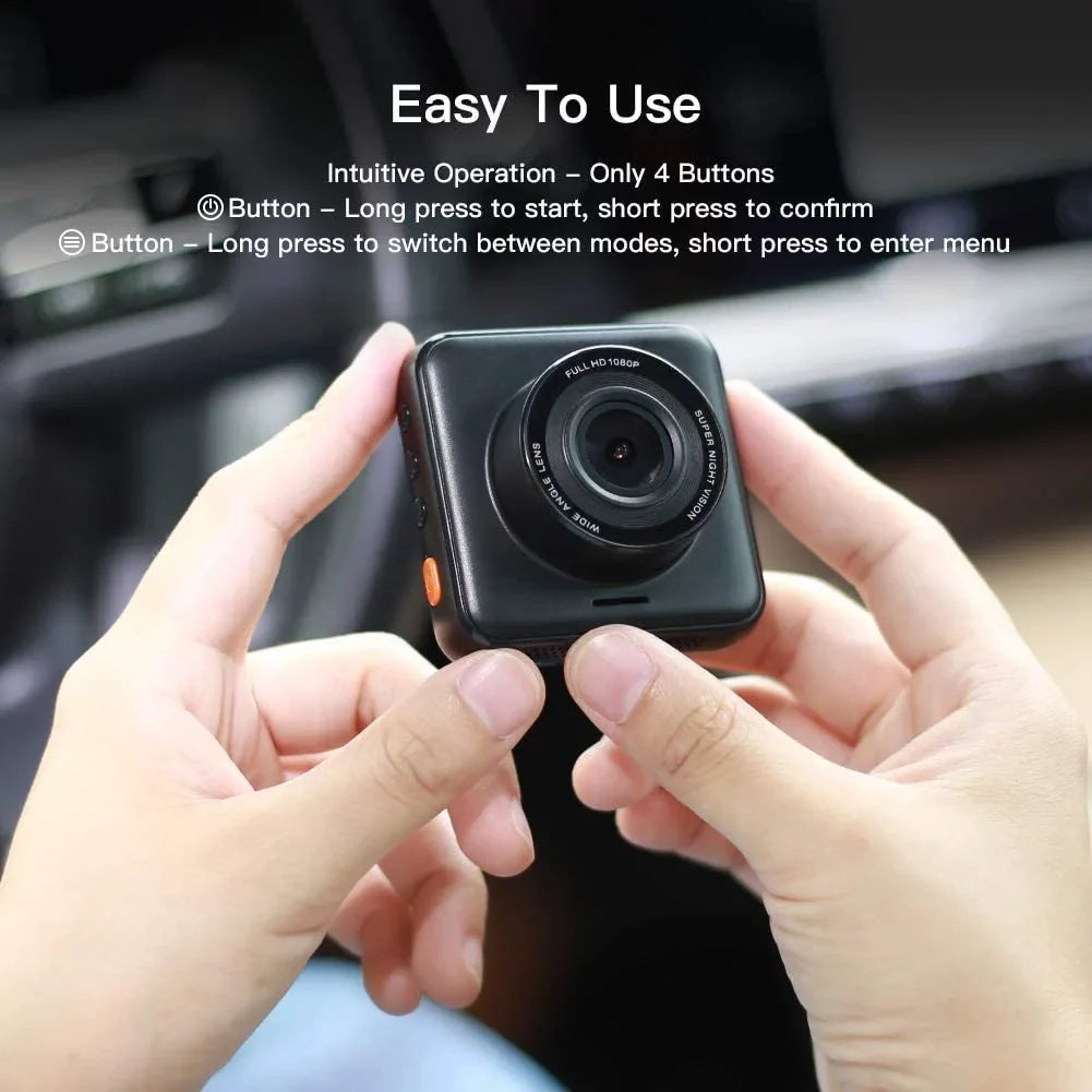 APEMAN Mini Dash Cam 1080P Dash Camera for Cars Recorder Super Night Vision; 170° Wide Angle; Motion Detection; Parking Monitoring; G-Sensor; Loop Recording