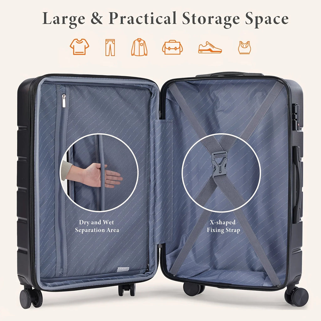 Lightweight Carry-On Trolley Suitcase – TSA Lock; Durable Double Spinner Wheels – Secure & Convenient Travel Case for Jetsetters