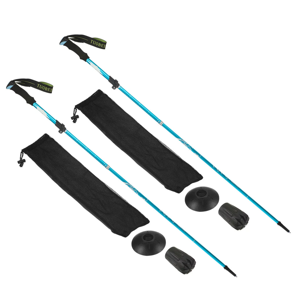 Uxcell Trekking Poles; Collapsible Hiking Pole 51 millimeter with Mud Basket; 2 Pack Blue
