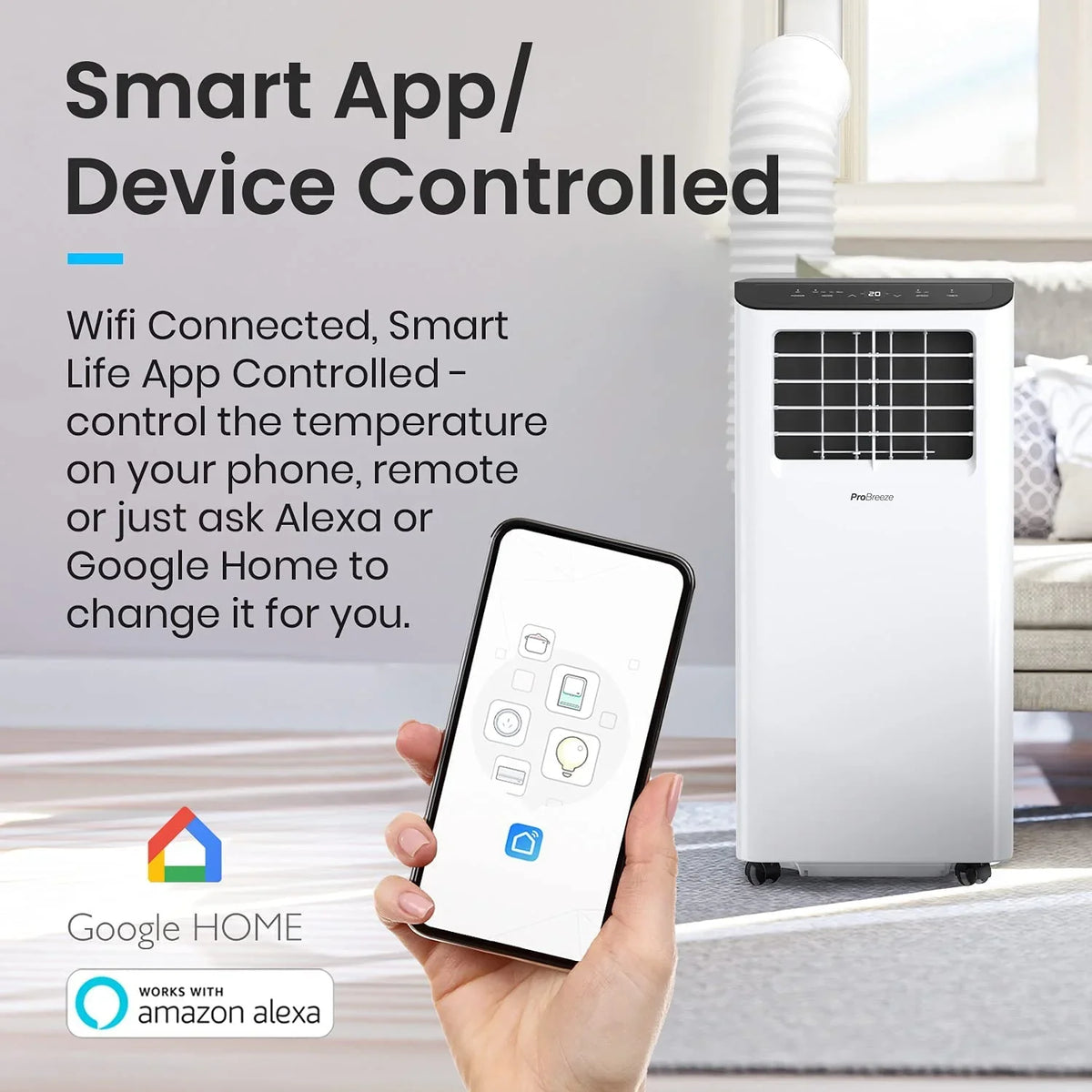 QCAI 4 in 1 Portable Air Conditioner for Room 10000 BTU 450SqFt Air Conditioning Unit; Smart Air Conditioner with Fan; Dehumidifier; Night; Timer; Window Venting Kit; Wifi Portable AC Unit