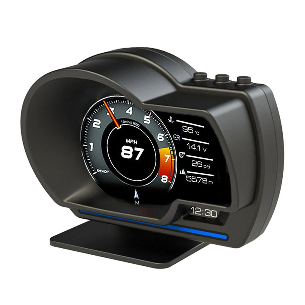 Car HUD Display; OBDⅡ+GPS Smart Gauge High Definition Speedometer Car Diagnostic Tool OBD Fault Code Elimination Safe Driving Computer Overspeed Fault Alarm for All Vehicles
