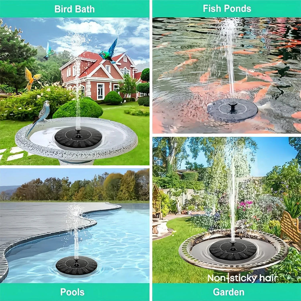 1pc Solar Bird Bath Fountain Pump - Independent Floating; for Gardens; Terraces; Ponds; and Swimming Pools - Fluidscape Outdoor Solar Powered Fountain