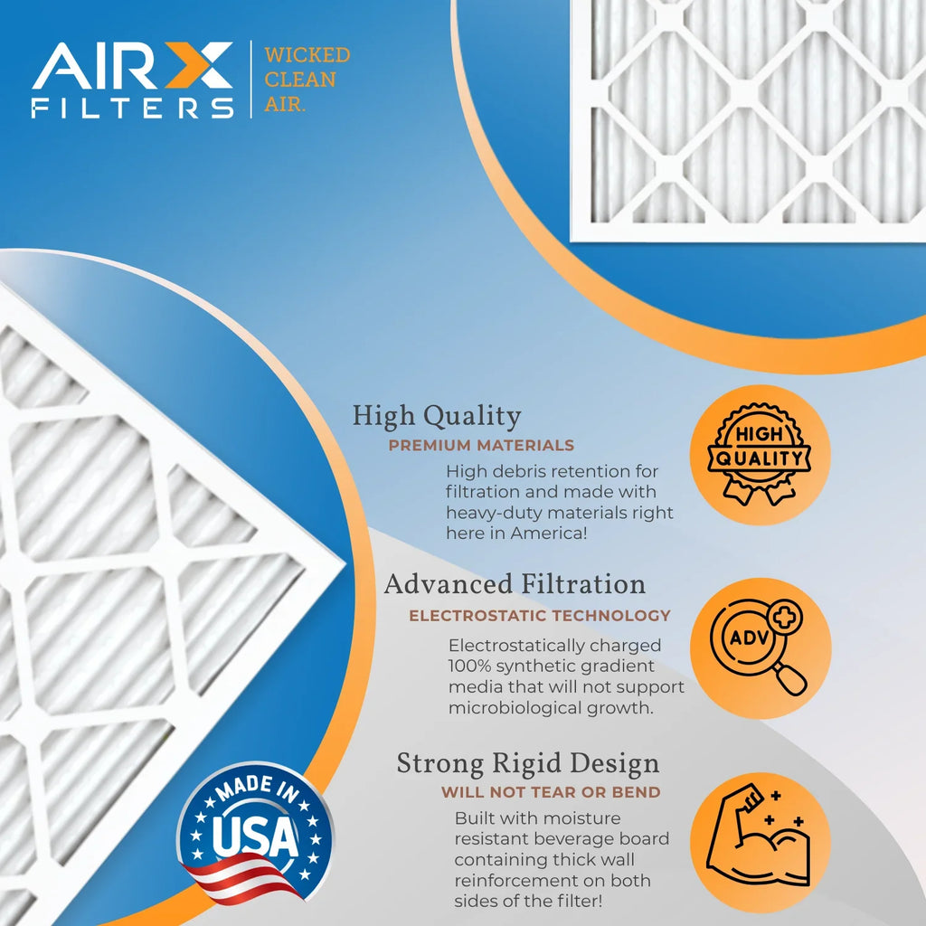24x24x1 Air Filter MERV 13 Rating; 12 Pack of Furnace Filters Comparable to MPR 1500 - 2200 & FPR 9 - Made in USA by AIRX FILTERS WICKED CLEAN AIR.