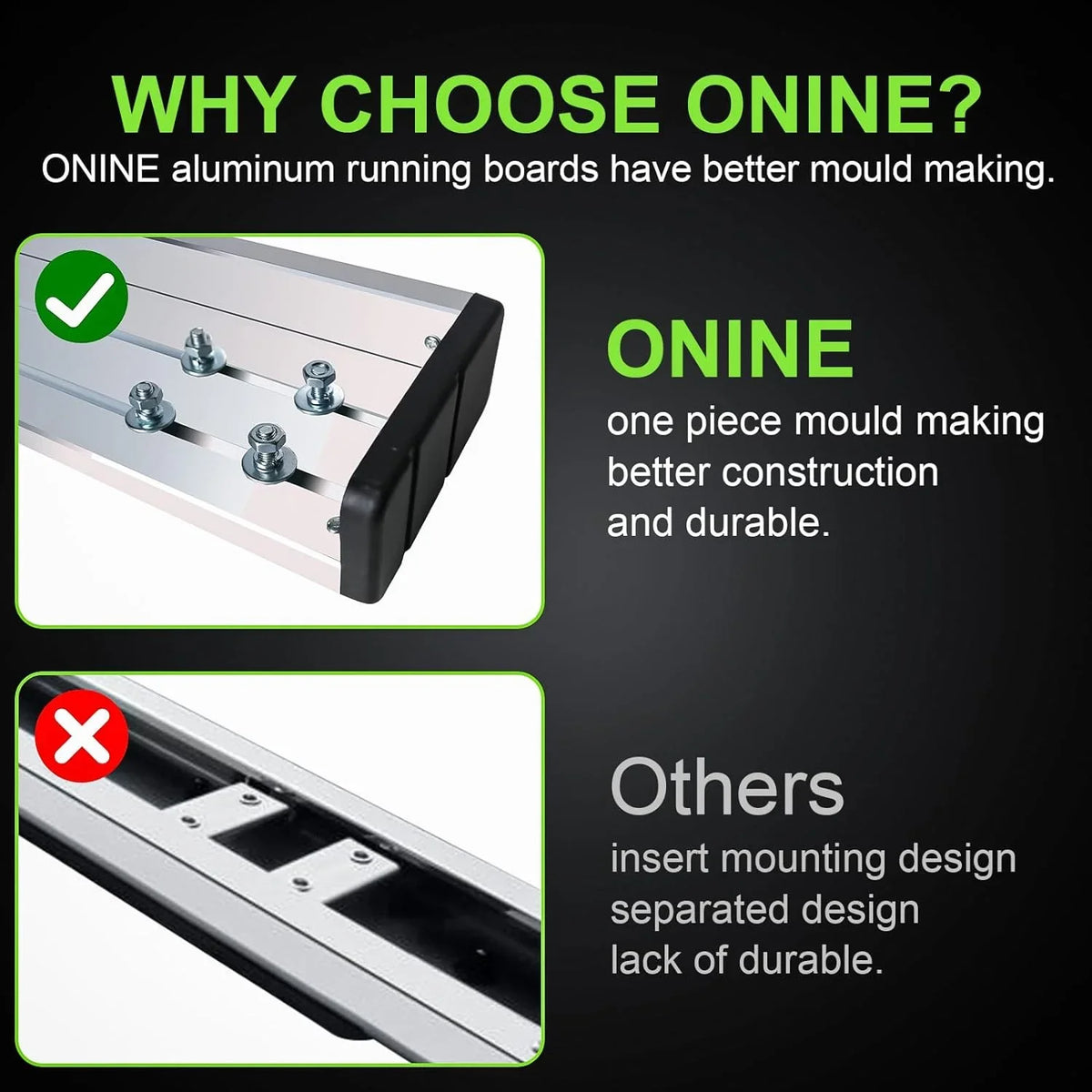 ONINE 6" Chrome Running Boards Custom Fit 2019-2024 Chevy Silverado/Gmc Sierra 1500 & 2020-2024 Silverado/Sierra 2500/3500 Crew Cab Aluminum Polished Side Step Nerf bar