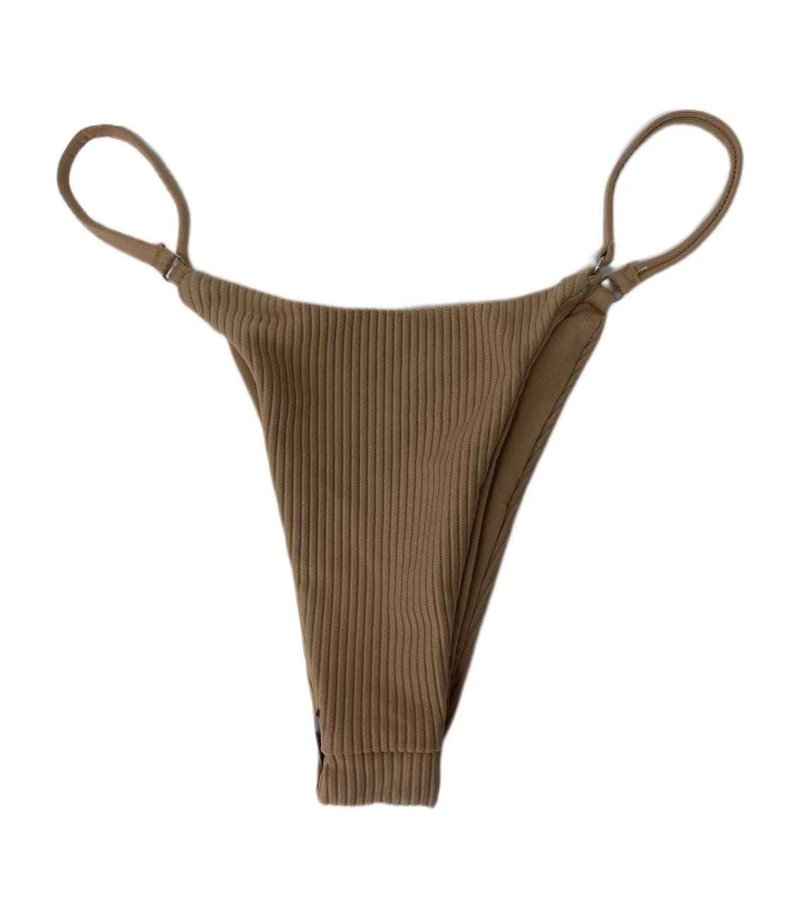 Frankies Women's Sara Ribbed Thong Swim Bottom; Nude; S