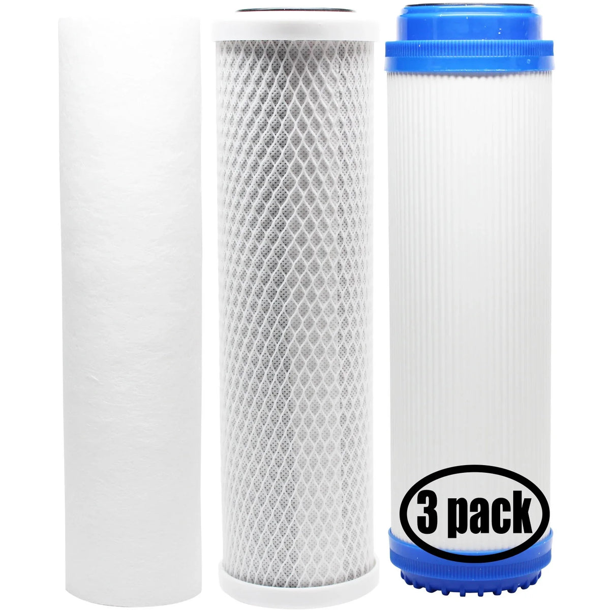 3-Pack Replacement for Filter Kit for MaxFluid 103456 RO System - Includes Carbon Block Filter; PP Sediment Filter & GAC Filter - Denali Pure Brand