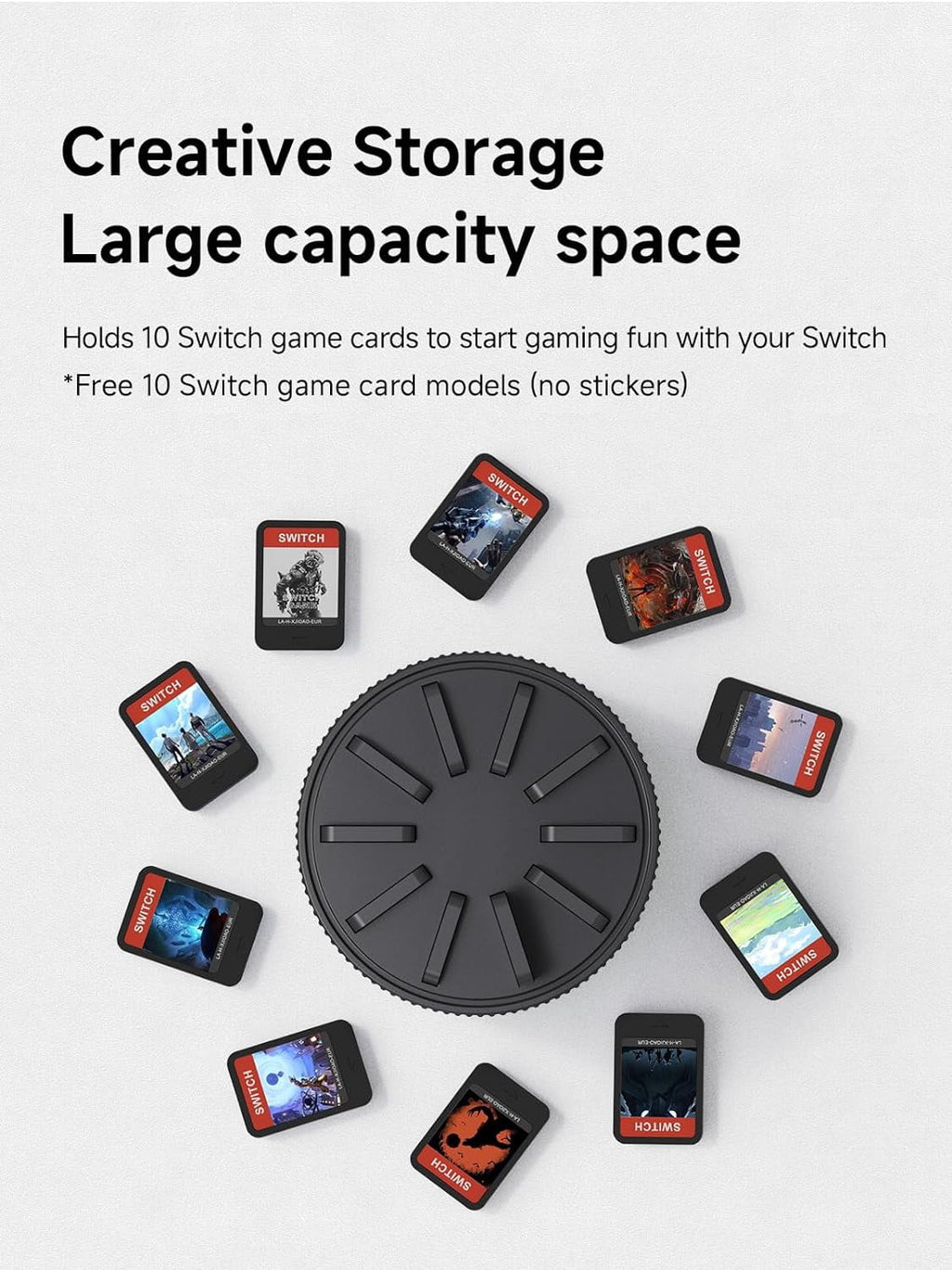 Game Storage Case for Nintendo Switch; PS Vita; Rotating Game Card Case with 10 Card Slots; Black